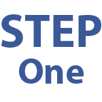 Blue Step One word icon. 