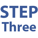 Blue Step Three word icon. 