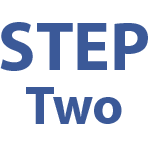 Blue Step Two word icon. 